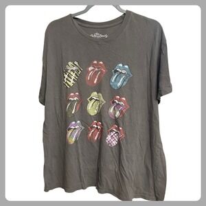 The Rolling Stones Graphic T Shirt‎ Mens XXL Gray Cotton Classic Rock Band Tee